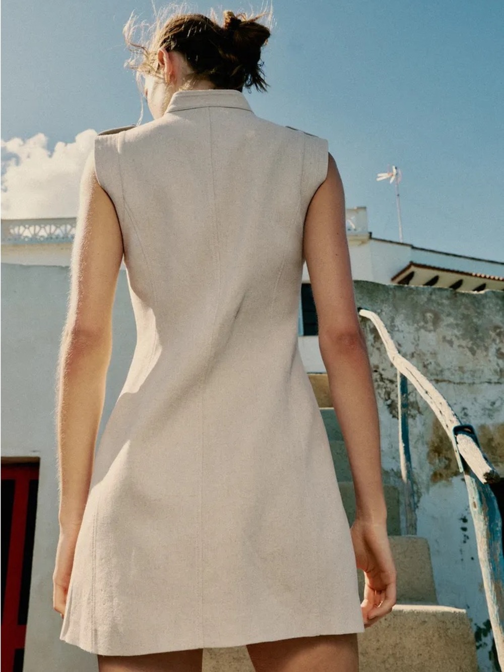 ZARA LINEN MINI DRESS WITH BUTTON FASTENING - Picture 3 of 16